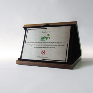 30x20 cm com Estojo de Madeira - Placa de Homenagem Personalizada