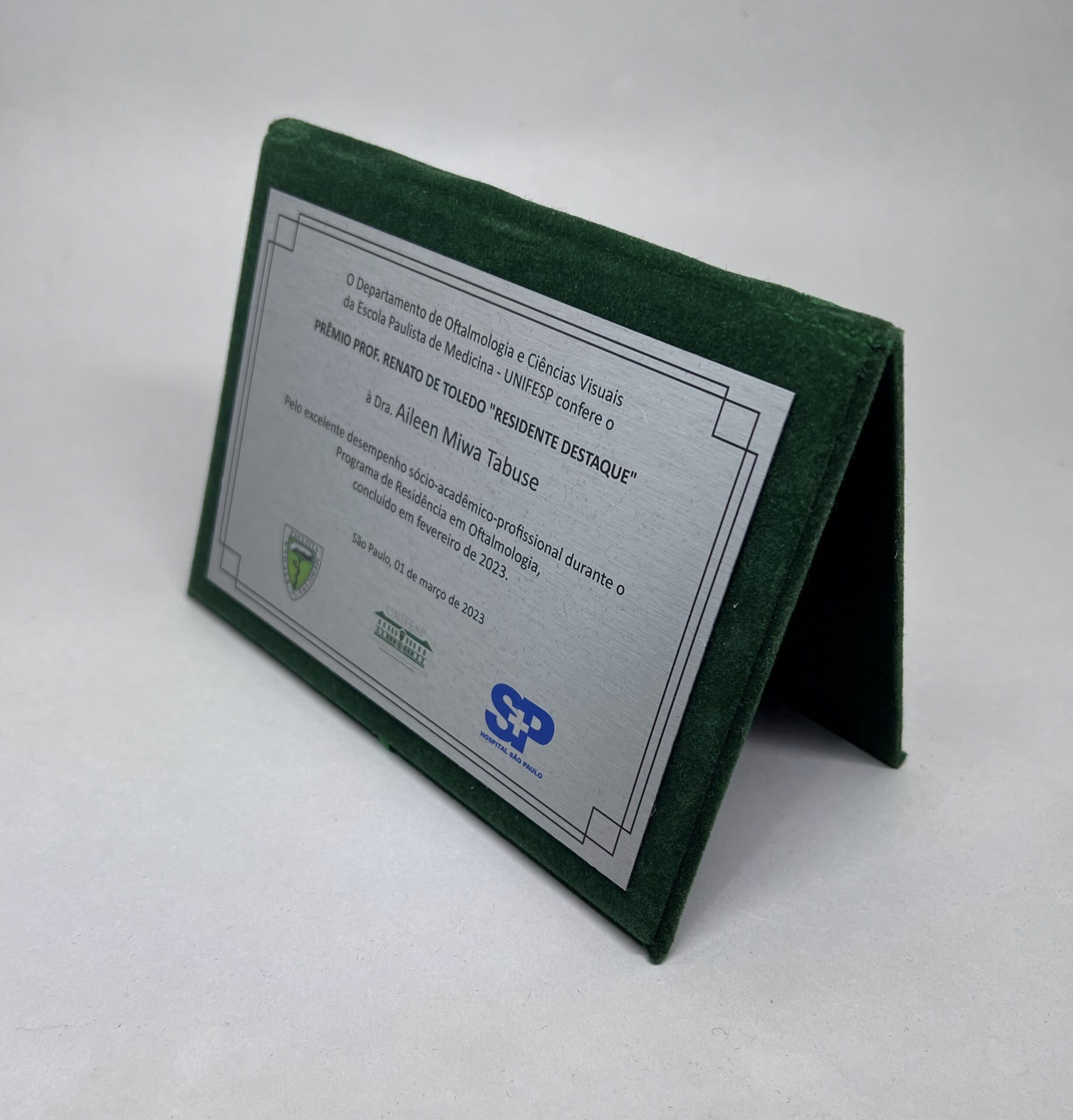 20x15 cm com Pasta de Veludo - Placa de Homenagem Personalizada - Imagem 2