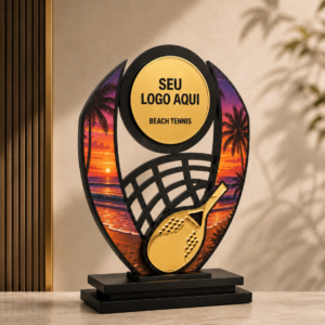 BT03 - Troféu Beach Tennis Personalizado com Logo