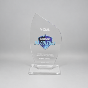 AP56 - TROFÉU PERSONALIZADO EM ACRÍLICO CRISTAL PARA PREMIAÇÃO CORPORATIVA