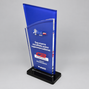 AP59 - TROFÉU PERSONALIZADO EM ACRÍLICO COM TOPO DUPLO PARA PREMIAÇÃO CORPORATIVA